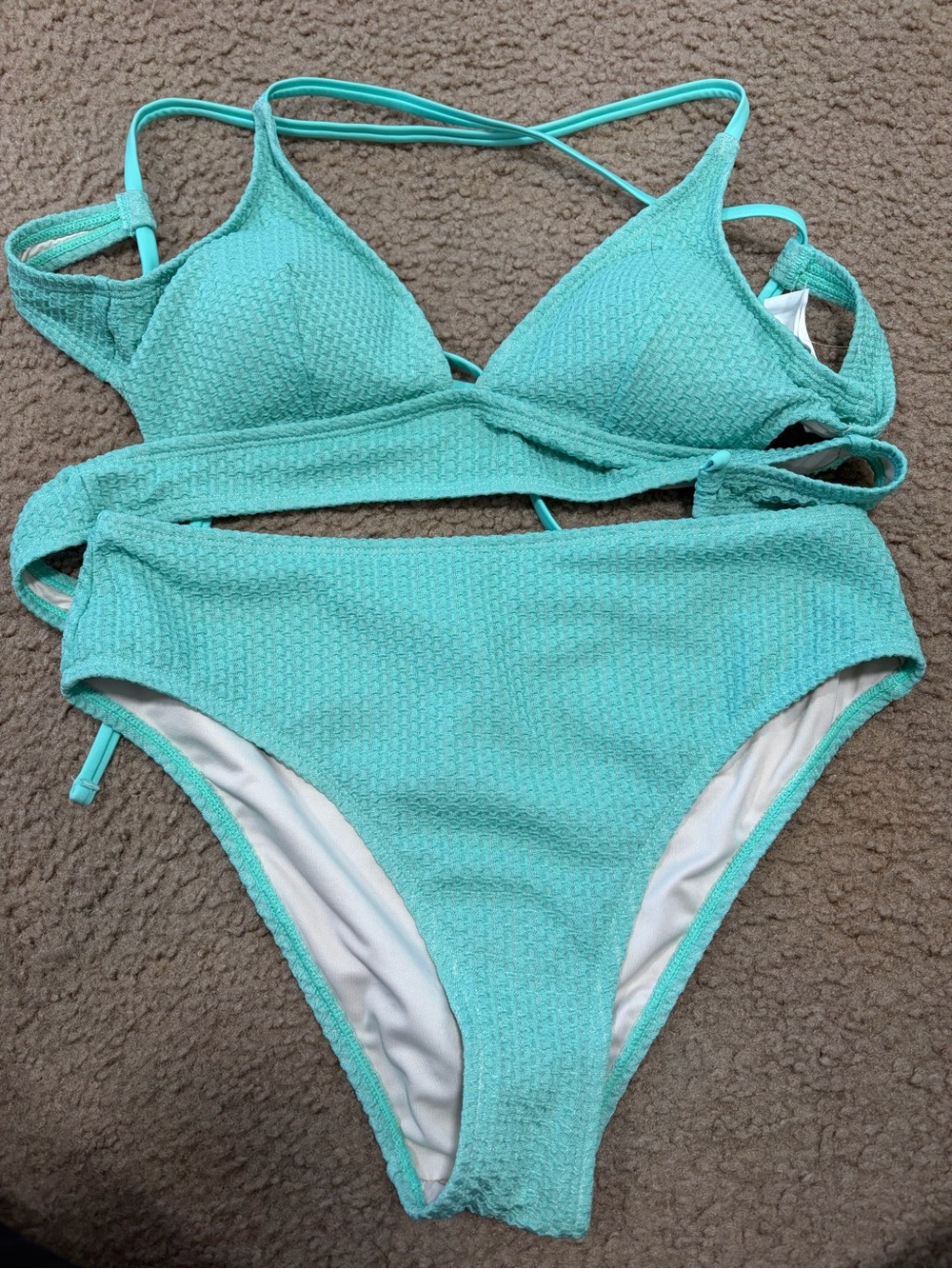 Cupshe Aqua Textured One-Piece Style Swim Set